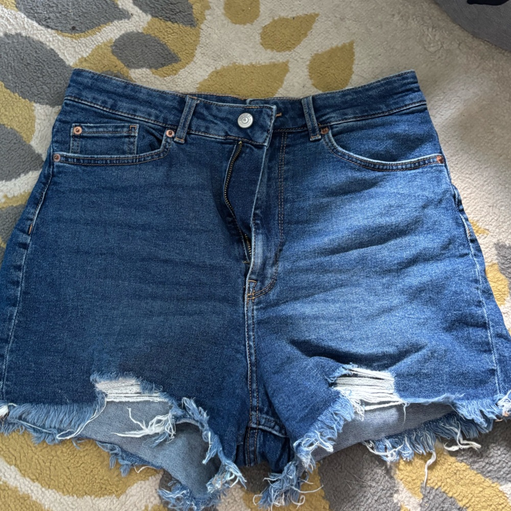 H&M Blue Distressed Jean Shorts